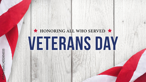 Veterans Day Text Banner Sign - Honoring All Who Served, Illustration