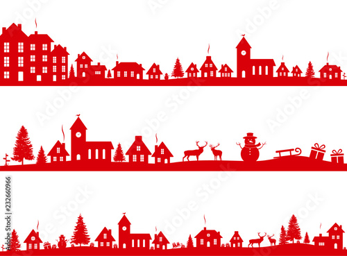 Christmas landscapes set