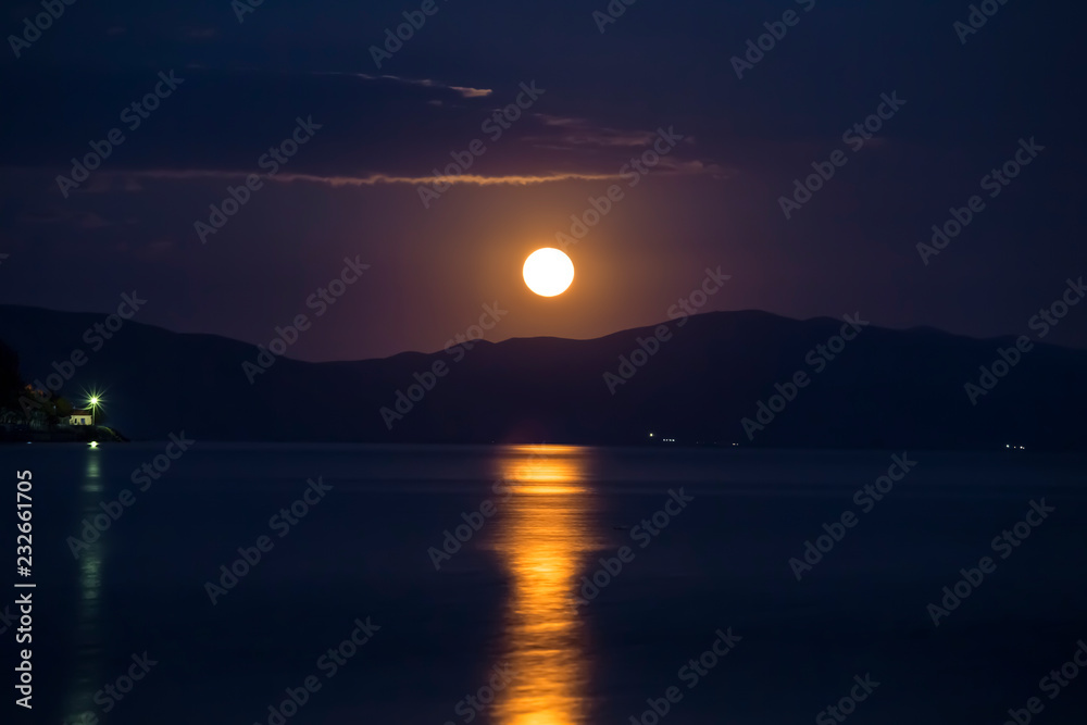 A moonlit night of lake Sevan, Armenia