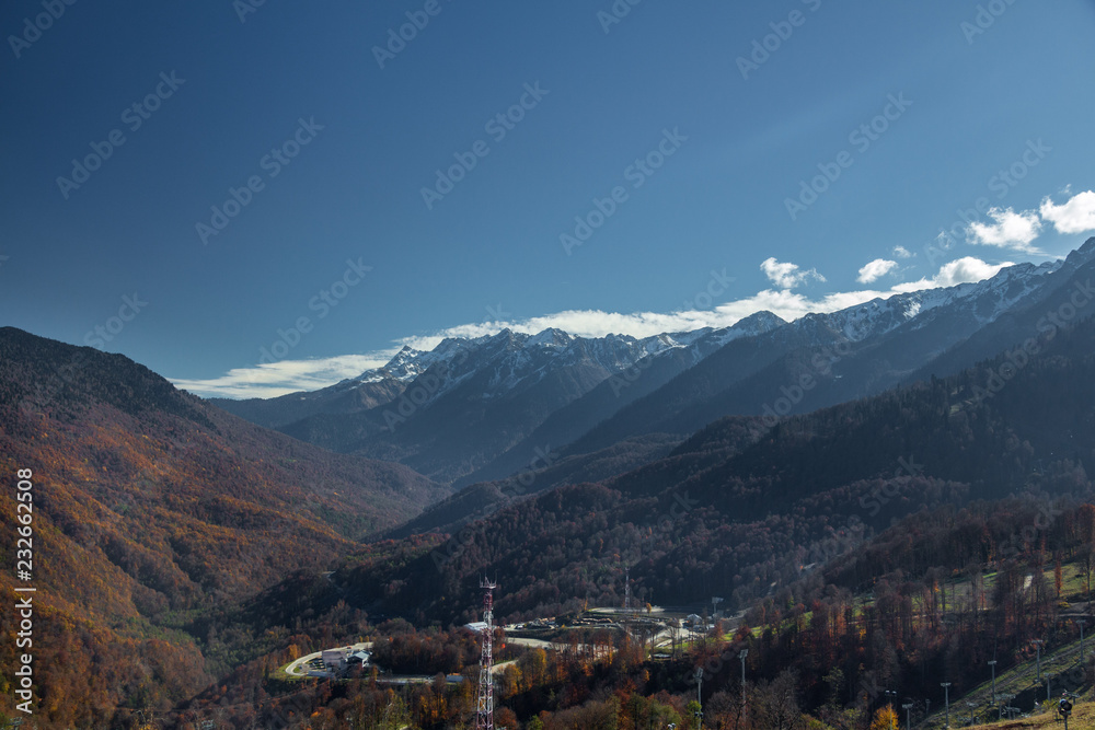 View of mountains. Rosa Khutor.