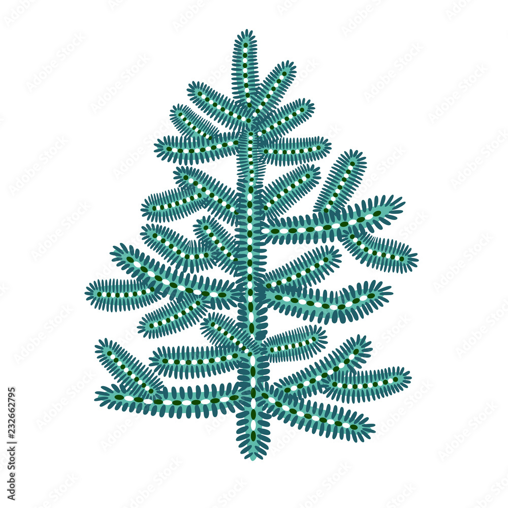 Animated Christmas tree isolated on white background in flat style. Element  for New Year design, Christmas greeting card mockup, clip art,gift wrapping  paper. Stock Vector | Adobe Stock