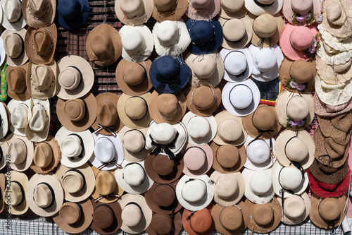 varied fashion Hats on display at Street Market 