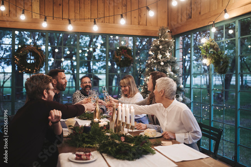 Family and Friends Celebrating Christmas Eve photo