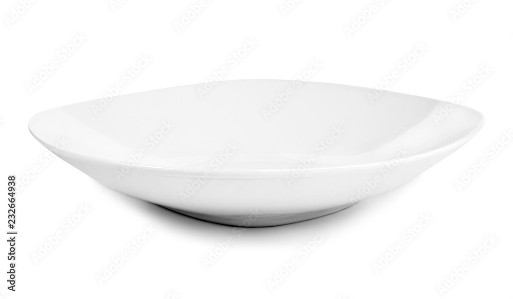 White plate or dish ware, modern porcelain plate. Isolated object on white background. elegant plate with copy space. White plate or dish ware, modern porcelain plate. Isolated object on white background. elegant plate with copy space.
