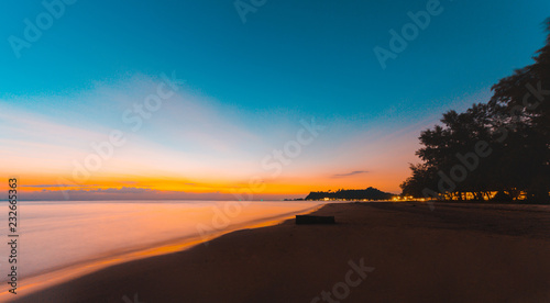 The beautiful sea in the sunset time.Panorama