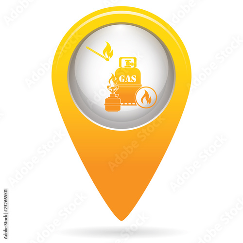 Camping stove with gas bottle icon vector