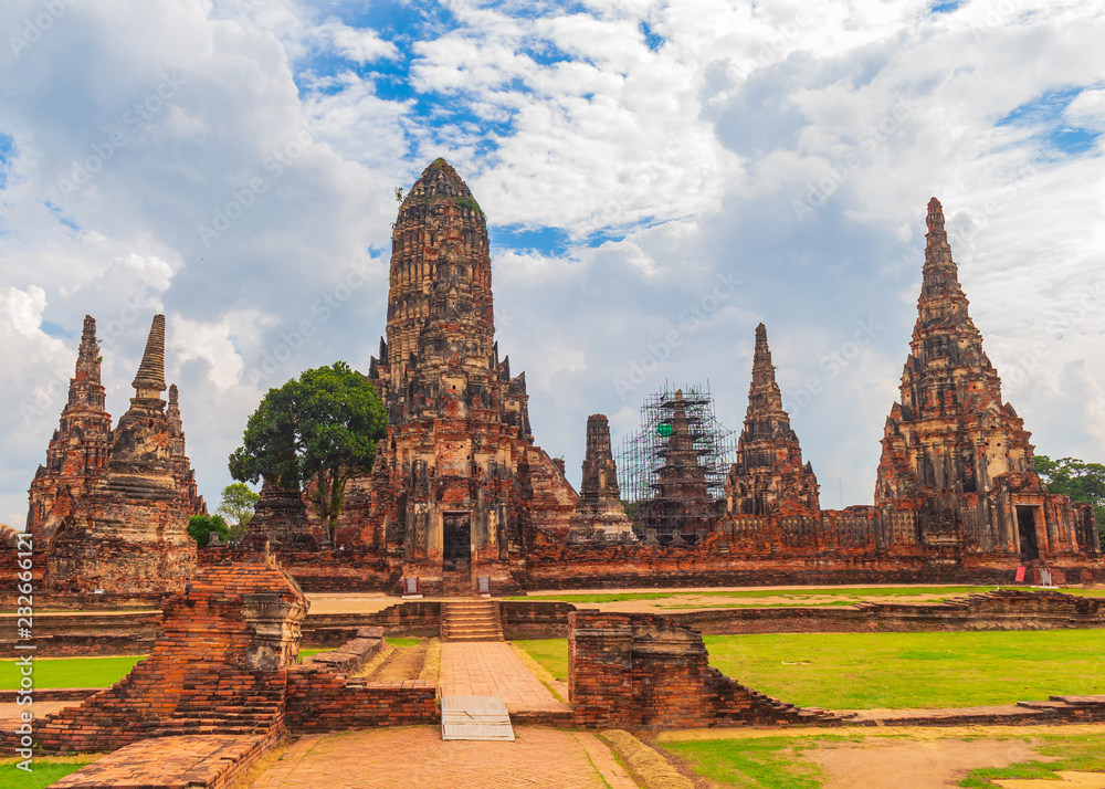 Pagoda and Ruins of the ancient wall of Ayutthaya Pagoda and Ruins of the ancient wall of Ayutthaya