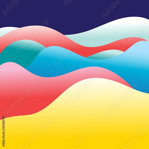 Abstract background with different waves and hills