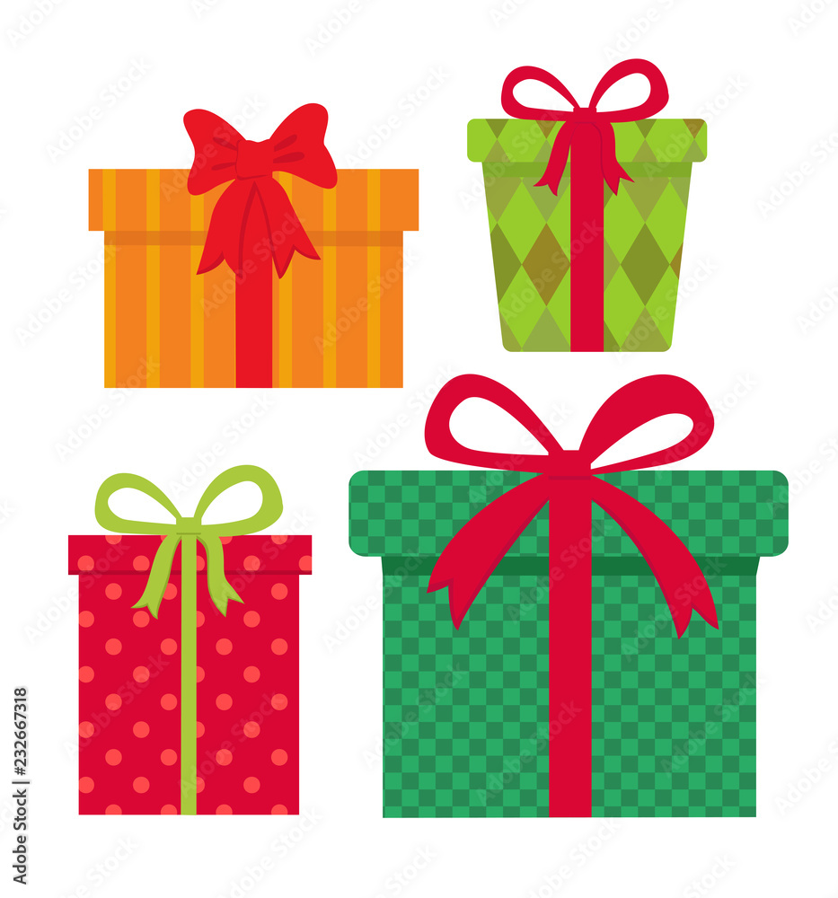 Christmas presents icon gift boxes vector illustration flat vector isolated on white background element Christmas presents icon gift boxes vector illustration flat vector isolated on white background element