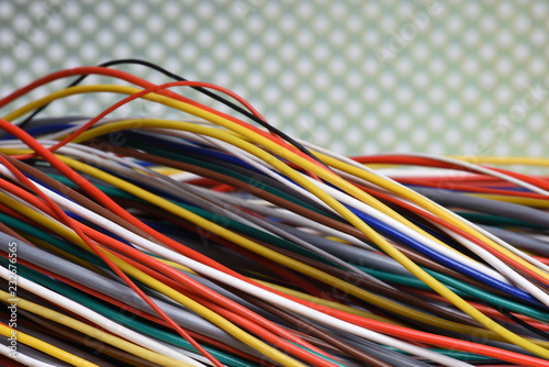 Colorful electrical cable used in telecommunication computer installation