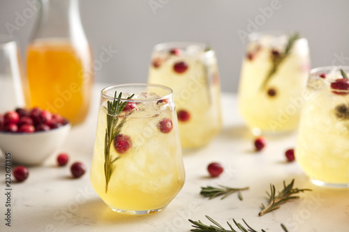Soft kombucha drinks with cranberry and rosemary. photo