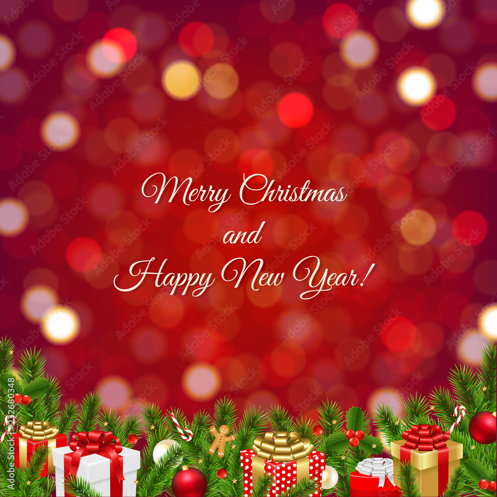 Red Background With Bokeh And Furtree Frame