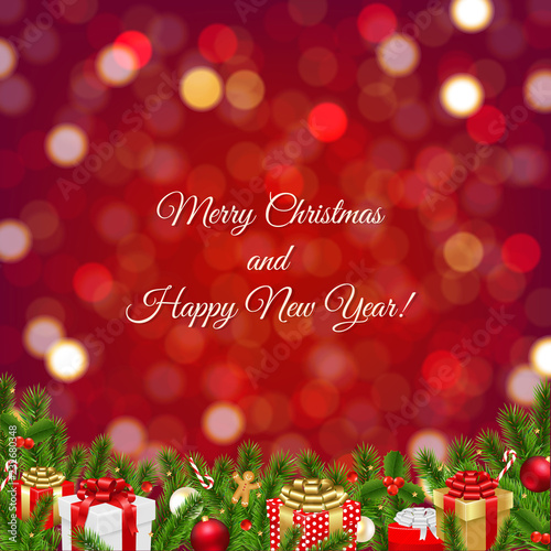 Red Background With Bokeh And Furtree Frame