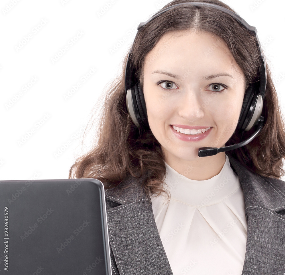 closeup.employee call center communicating with the client
