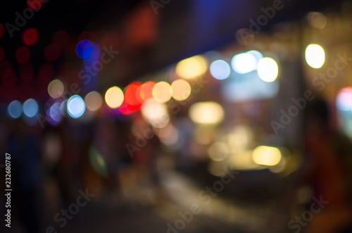 City, street, night defocused, light & blur bokeh. Colorful & dark background.