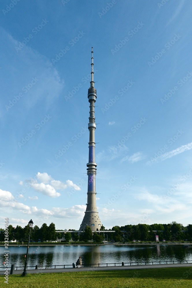 Ostankino TV Tower and Palace Pond in Moscow Ostankino TV Tower and Palace Pond in Moscow