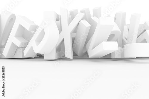 CGI typography, letter of ABC, alphabet for design texture, background. Wallpaper, black, 3d & communication.