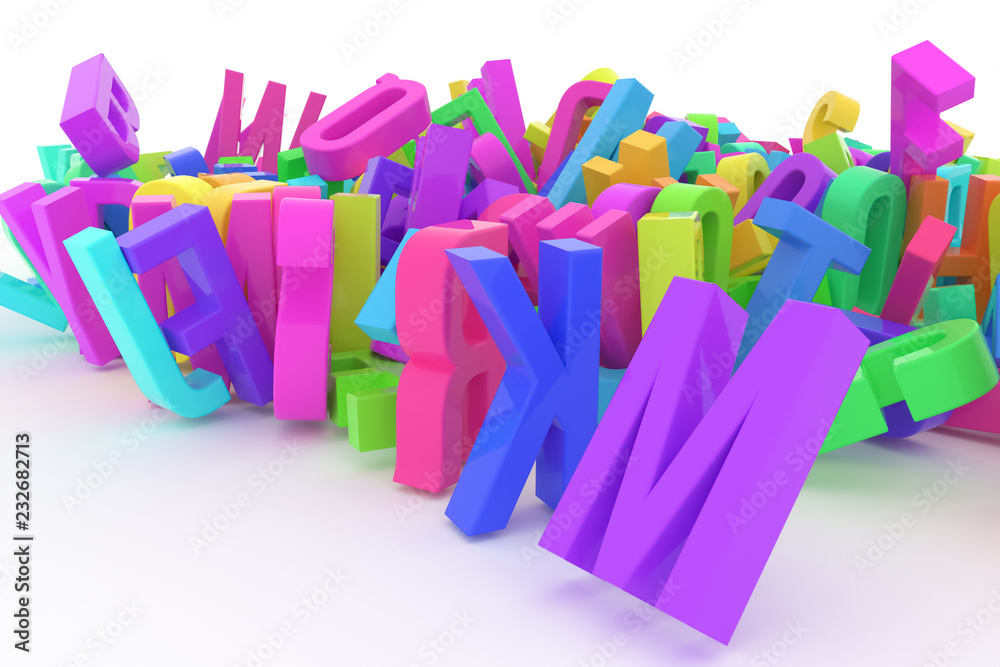 CGI typography, letter of ABC, alphabet for design texture, background. Mess, learn, creativity & digital. CGI typography, letter of ABC, alphabet for design texture, background. Mess, learn, creativity & digital.