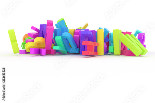 CGI typography, letter of ABC, alphabet for design texture, background. Title, web, wallpaper & pattern.