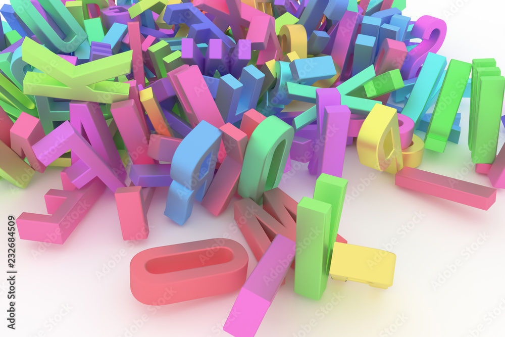 Naklejka premium Alphabet, letter of ABC. Good for web page, wallpaper, graphic design, catalog, texture or background. Creativity, digital, business & kindergarten.