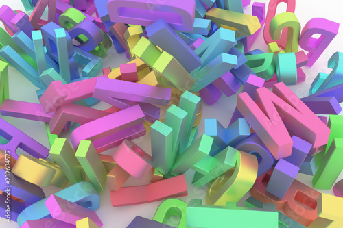 Background abstract CGI typography  letter of ABC  alphabet good for design. Rendering  web  pile   random.