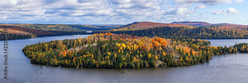Fall foliage vista of the Superior National Forest. View on Caribou Lake, North Shore of Lake Superior, Minnesota. photo