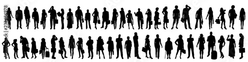 Obraz na plátně Vector silhouette of set of people.