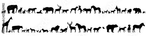 Vector silhouette of set of different animals.