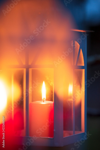 Candle lantern. Selective focus and shallow depth of field.