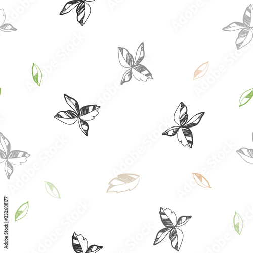 Light Green, Red vector seamless abstract backdrop with leaves.