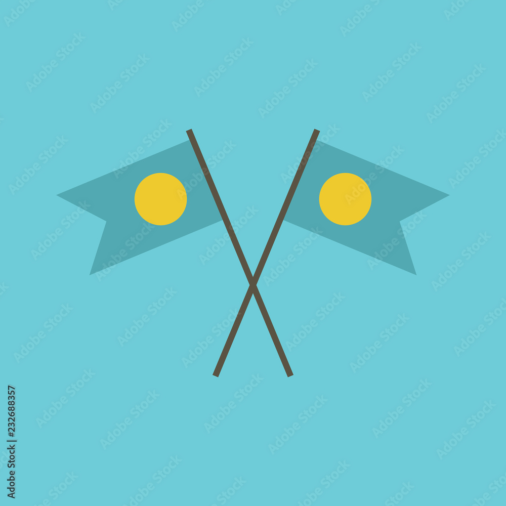 Palau flag icon in flat design Palau flag icon in flat design