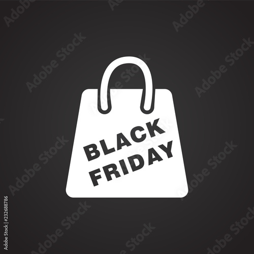 Black friday gift on black background icon