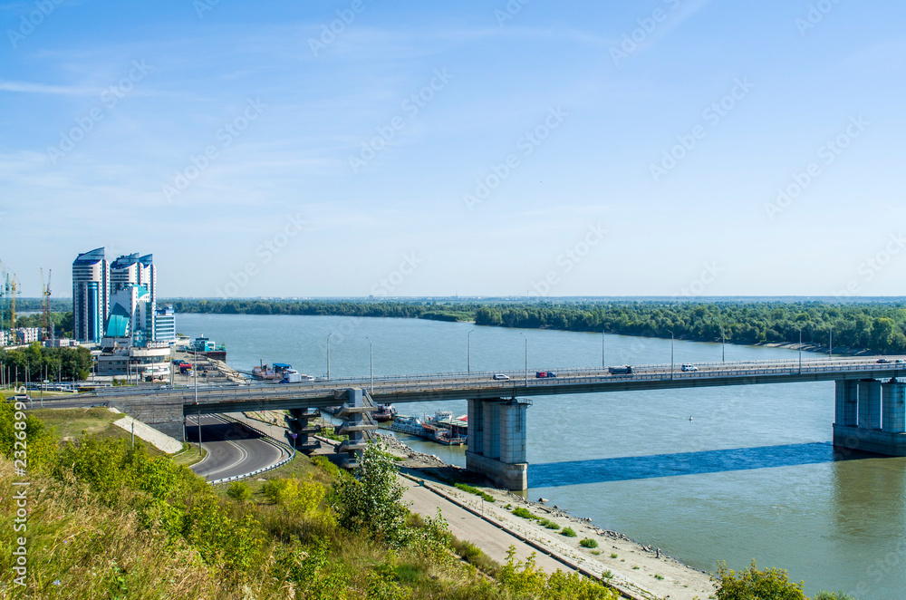 Bridge over the Ob river. The City Of Barnaul. Altai territory.
