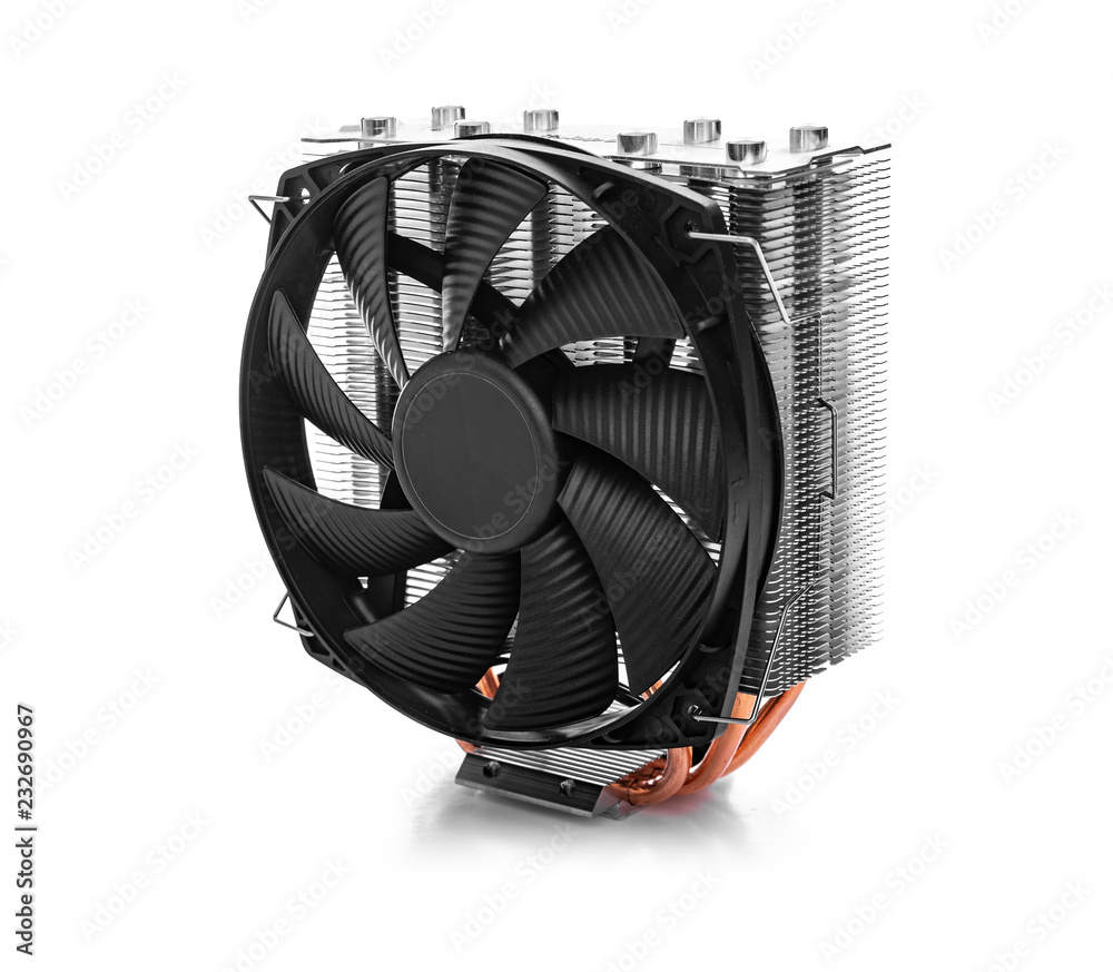 Cooler computer fan isolated on a white background. Cooler computer fan isolated on a white background.