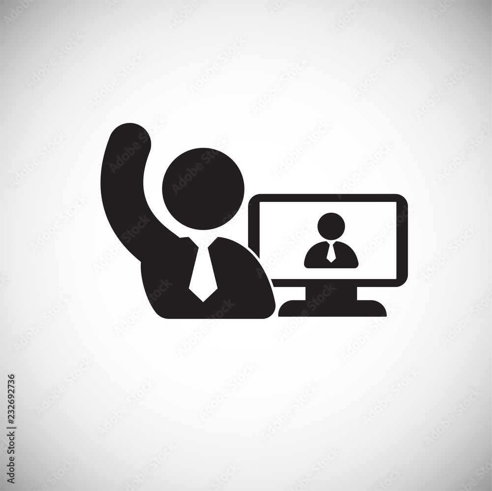 Business video call on white background icon Business video call on white background icon