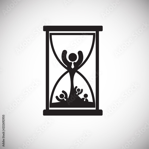 Team wasting a time sand watch on white background icon