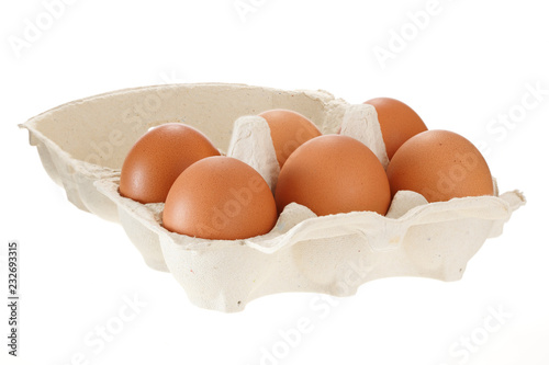 Paper egg container isolated on white background