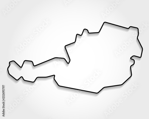 Austria, black outline map