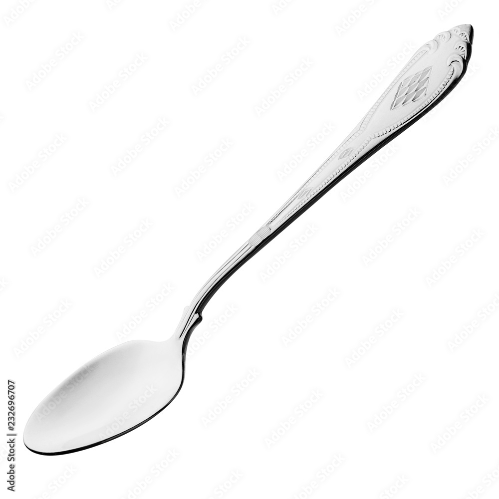 Silver spoon small for baptism with a relief pattern on the handle Silver spoon small for baptism with a relief pattern on the handle