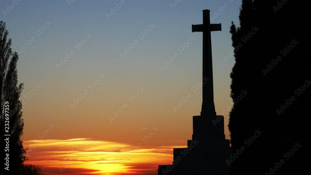 The largest and most visited british war cemetery : Tyne Cot, Ypres, Belgium at sunset The largest and most visited british war cemetery : Tyne Cot, Ypres, Belgium at sunset
