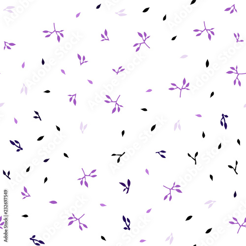 Dark Purple  Pink vector seamless doodle pattern with leaves.