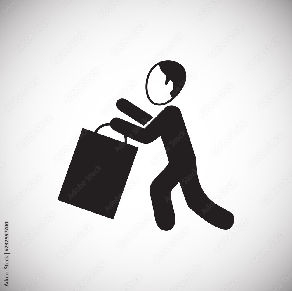 People shopping at sale on white background icon People shopping at sale on white background icon