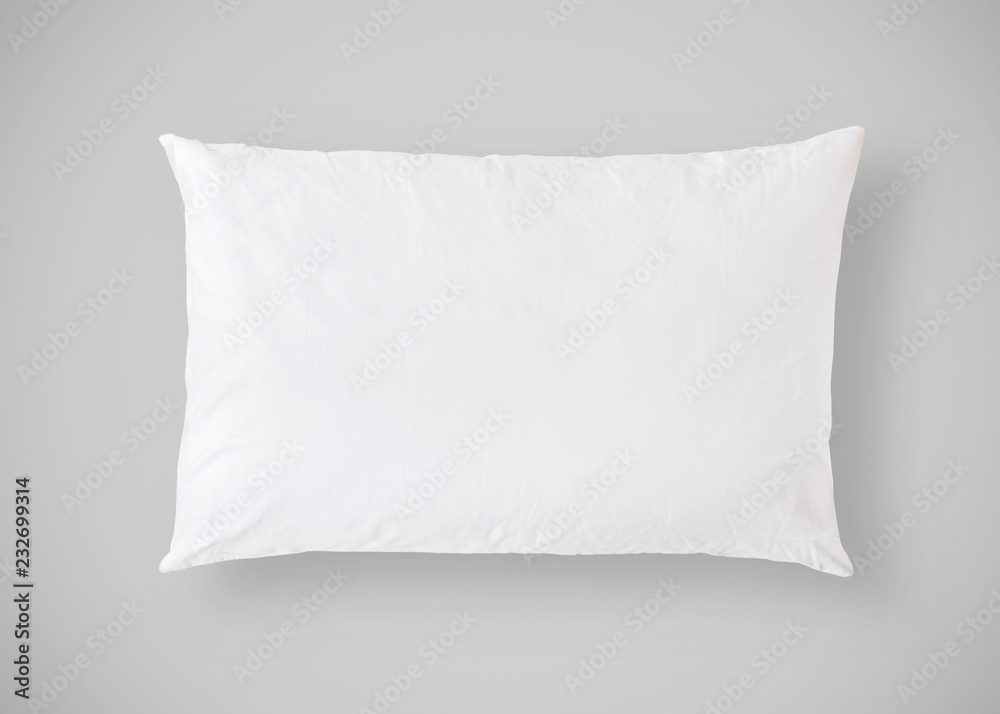 Pillow on white background isolated with clipping path for bedding mockup design template