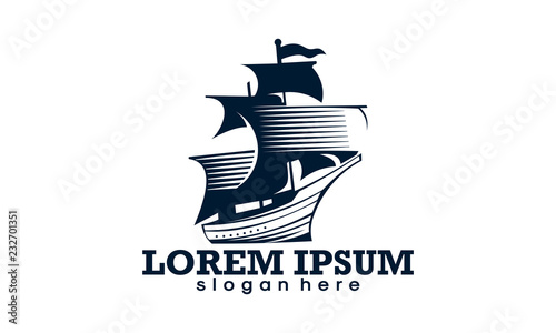Sailing Yacht Logo design template,