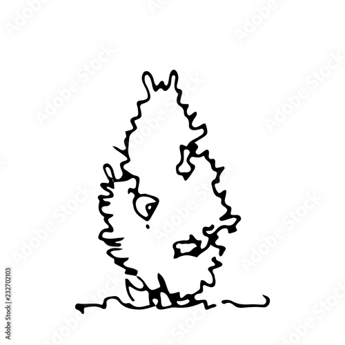 Hand drawn sketch thuja. Architect tree. Isolated shrubbery on transparent background