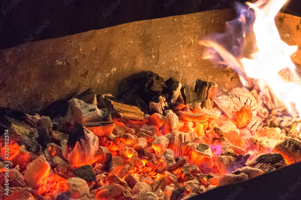 to-make-a-fire-heat-from-embers-hot-coal-fire-barbecue-and-barbecue