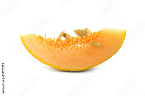 melon slice isolated on white background.