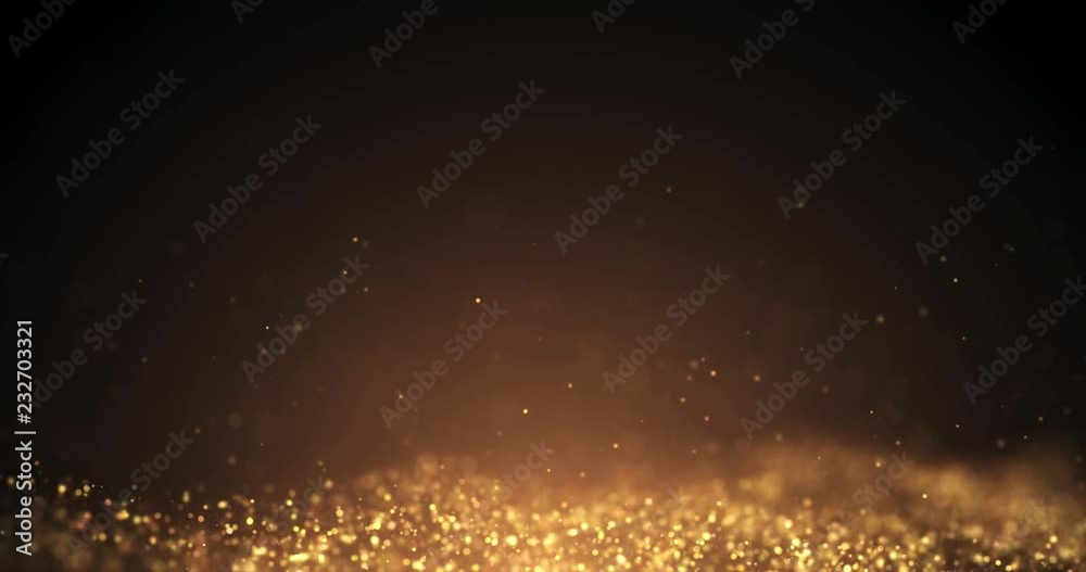 Gold Background movement. Particle gold dust shining on black background. Motion abstract flickers.Elegent Movement.