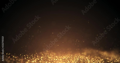Gold Background movement. Particle gold dust shining on black background. Motion abstract flickers.Elegent Movement.