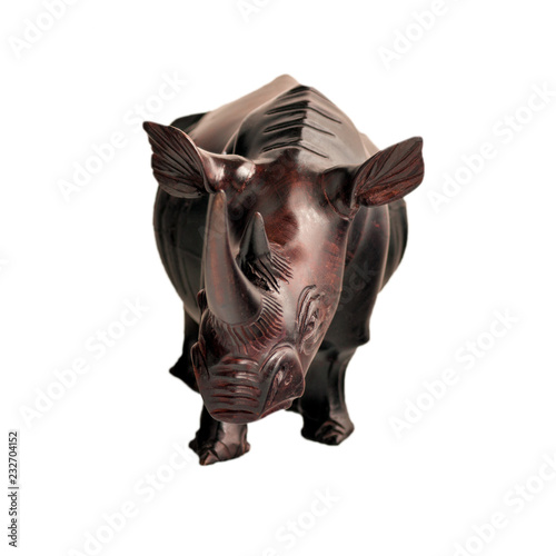 mahogany rhino figure isolated